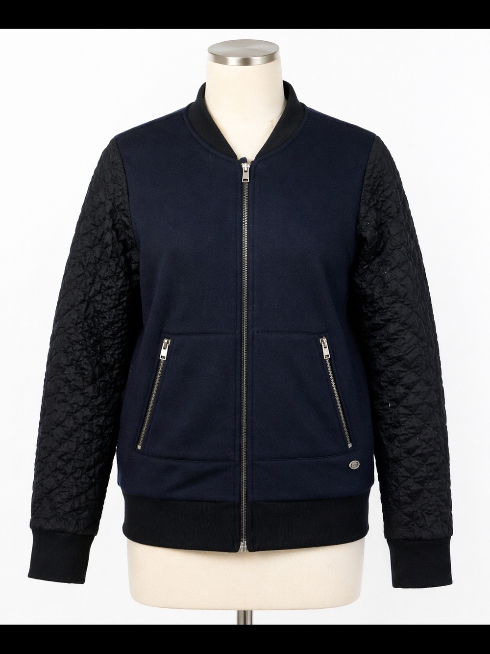 Scotch & Soda Bomber Jacket M Navy Quilted Sleeve Zip Up Unisex Streetwear